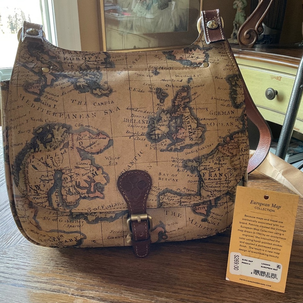 Patricia Nash saddle bag European Maps handbag